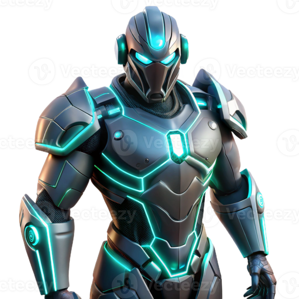 stunning minimalist Futuristic Armored Robot 3D Render exclusive png