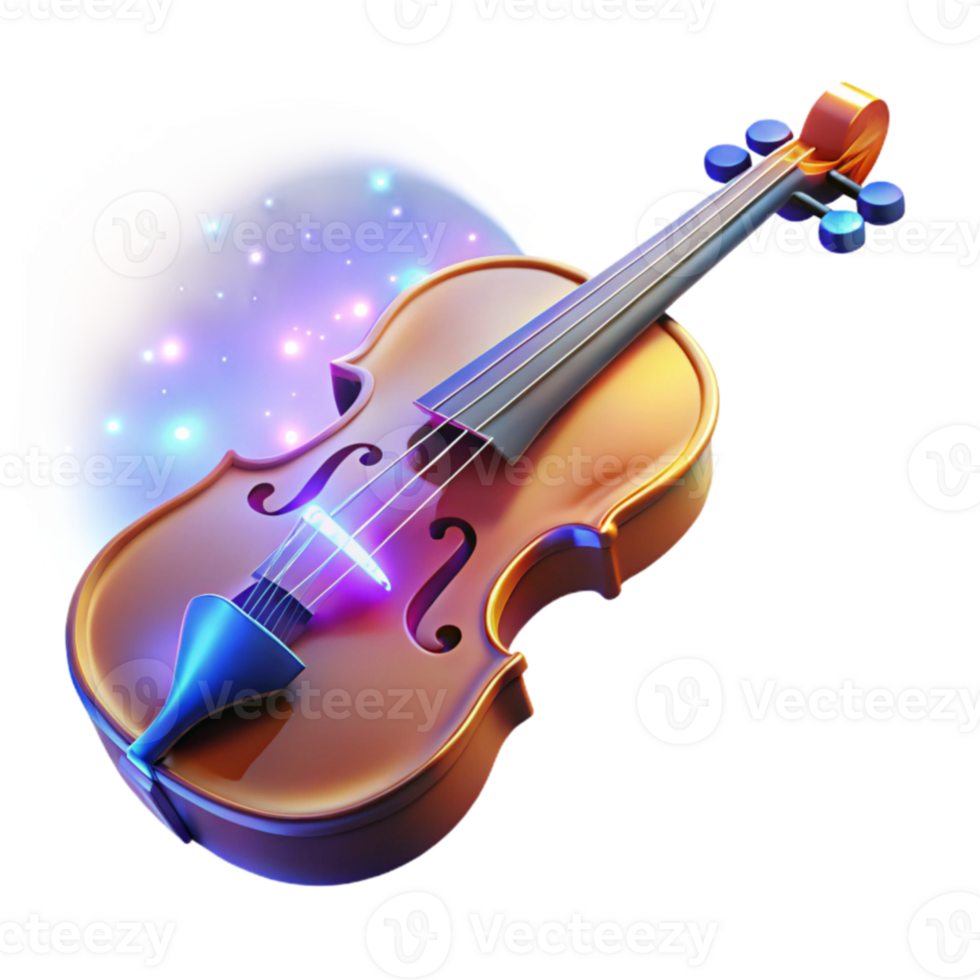 wonderful rustic Glowing Violin 3D Render authentic png