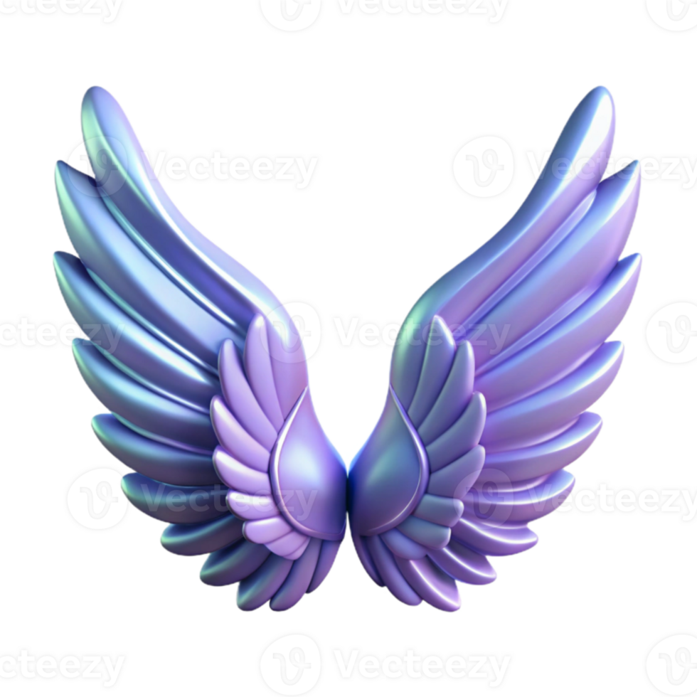 impressive minimalist Iridescent 3D Angel Wings Illustration authentic png