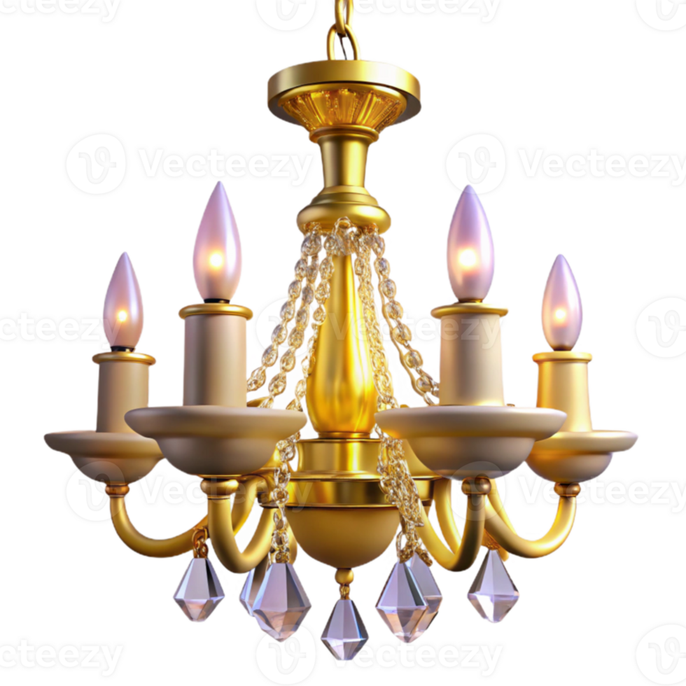 stunning abstract Elegant Gold Crystal Chandelier 3D Render 4K png