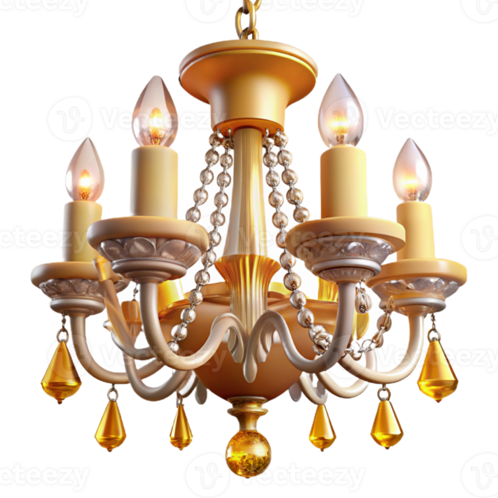 wonderful rustic Elegant 3D Render of a Gold Chandelier 4K png