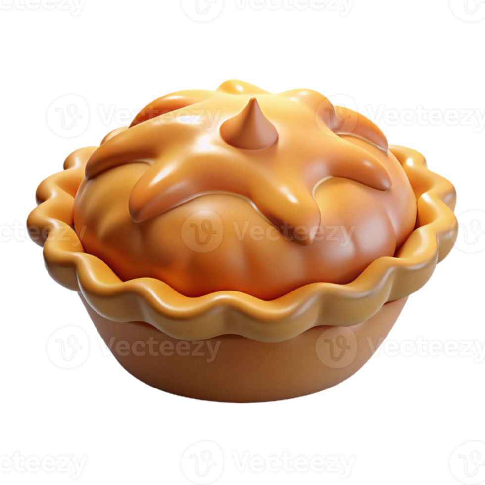 wonderful minimalist 3D Render of a Delicious Golden Pie exclusive png