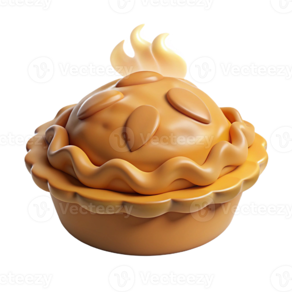 dramatic traditional 3D Render of a Cartoon Chicken Pot Pie high quality png