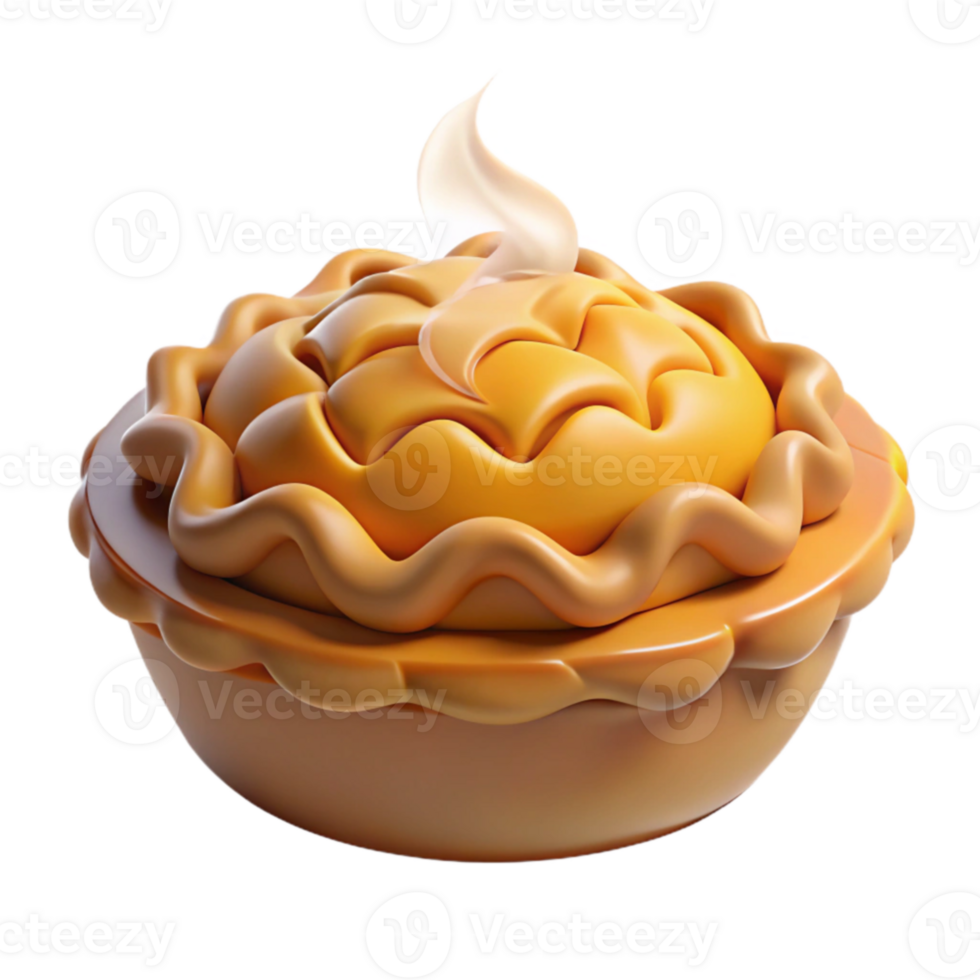 dramatic modern 3D Render of a Golden Delicious Pie high quality png