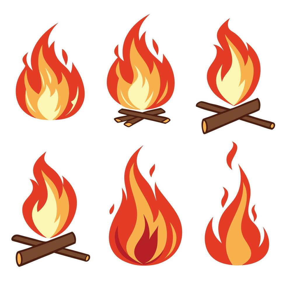 Fire Flames and Sparks Set vector