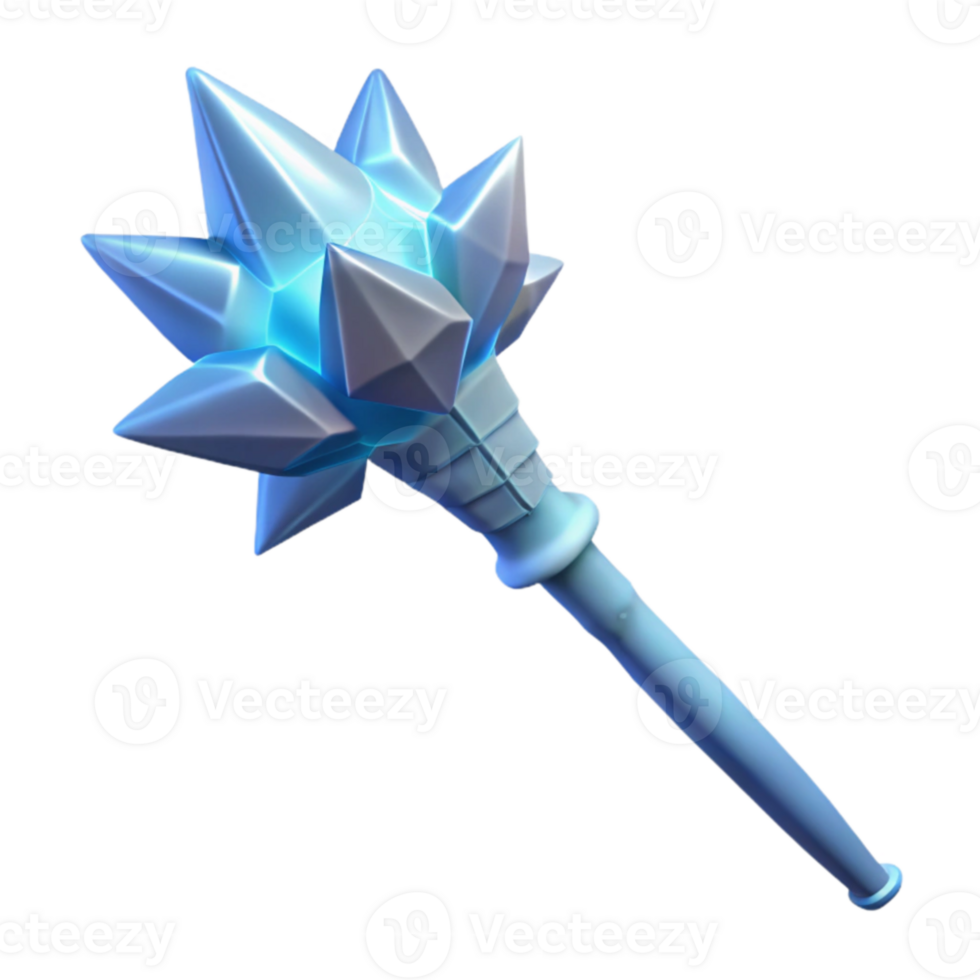 magnificent rustic Icy Crystal Mace 3D Render high resolution png