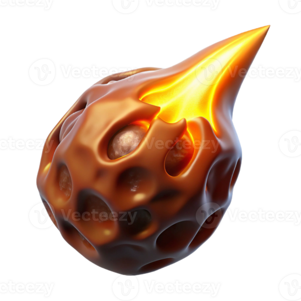 wonderful abstract Fiery Meteoroid 3D Render genuine png