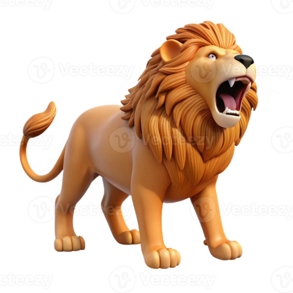 serene creative Roaring Lion 3D Render authentic png