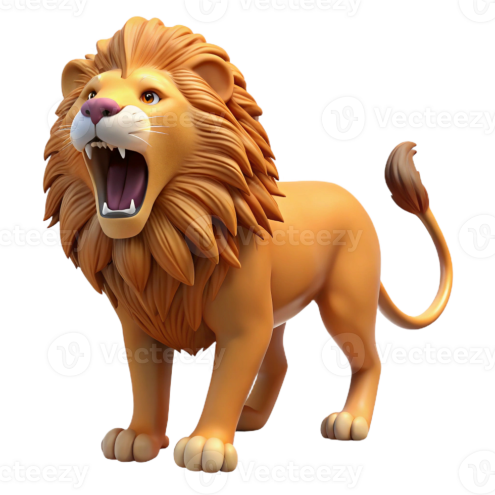 serene traditional Roaring 3D Lion Illustration high quality png
