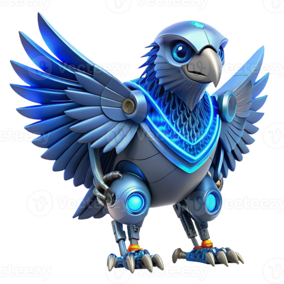 extraordinary artistic Cybernetic Bird 3D Render authentic png