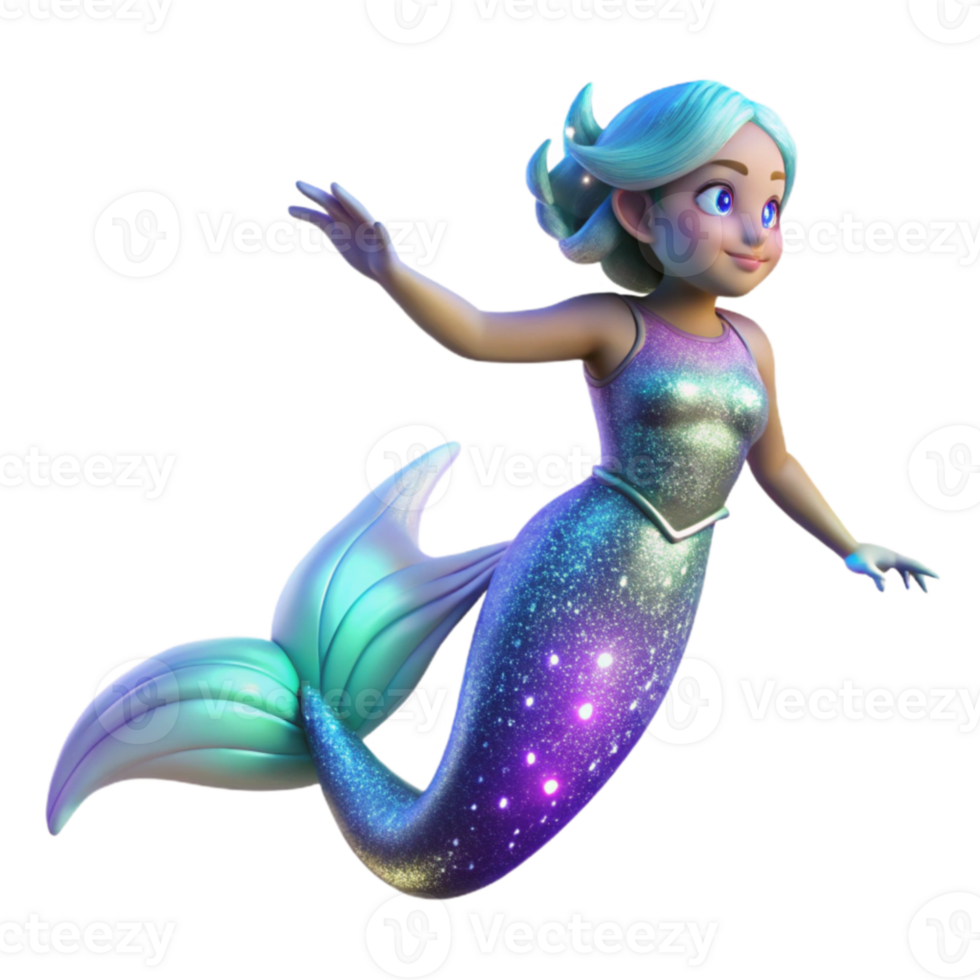 wonderful vintage 3D Render of a Sparkling Mermaid original png