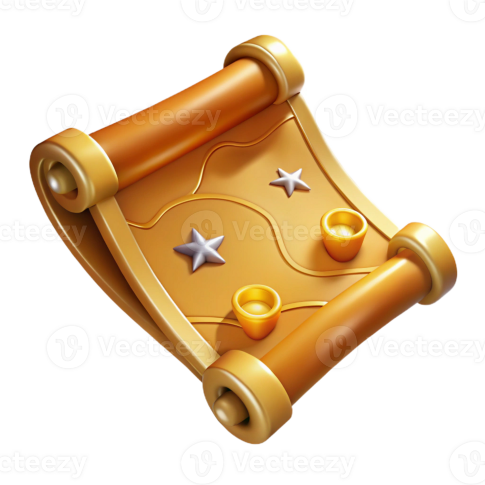 serene abstract Golden Scroll 3D Illustration authentic png