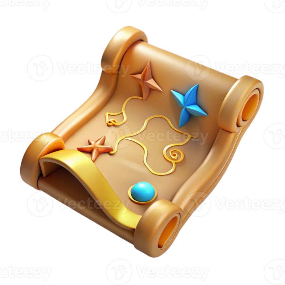 dramatic modern 3D Render Magical Scroll Illustration authentic png