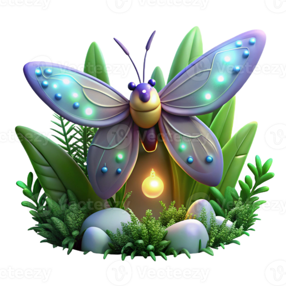 extraordinary artistic Luminous Butterfly 3D Render exclusive png