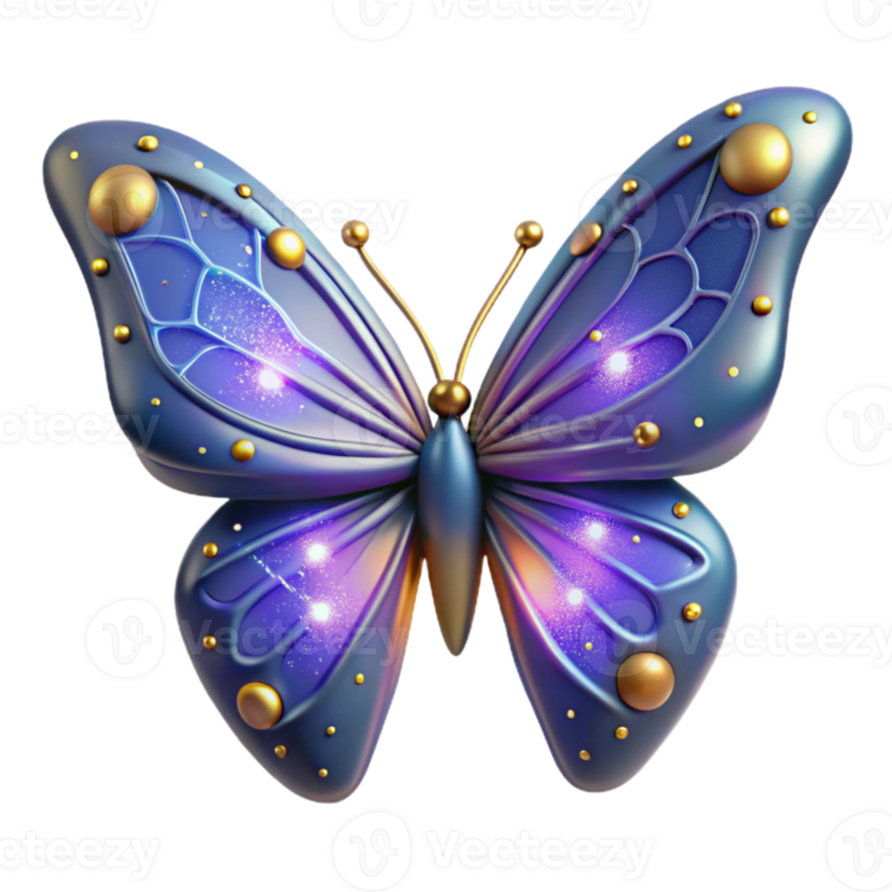 impressive traditional Glowing Purple 3D Butterfly Illustration 4K png