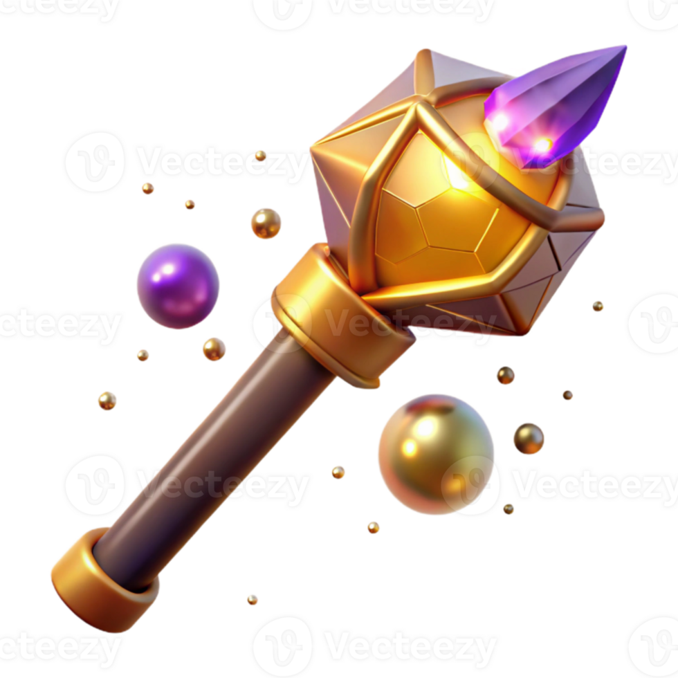 stunning contemporary Golden Scepter 3D Render professional png