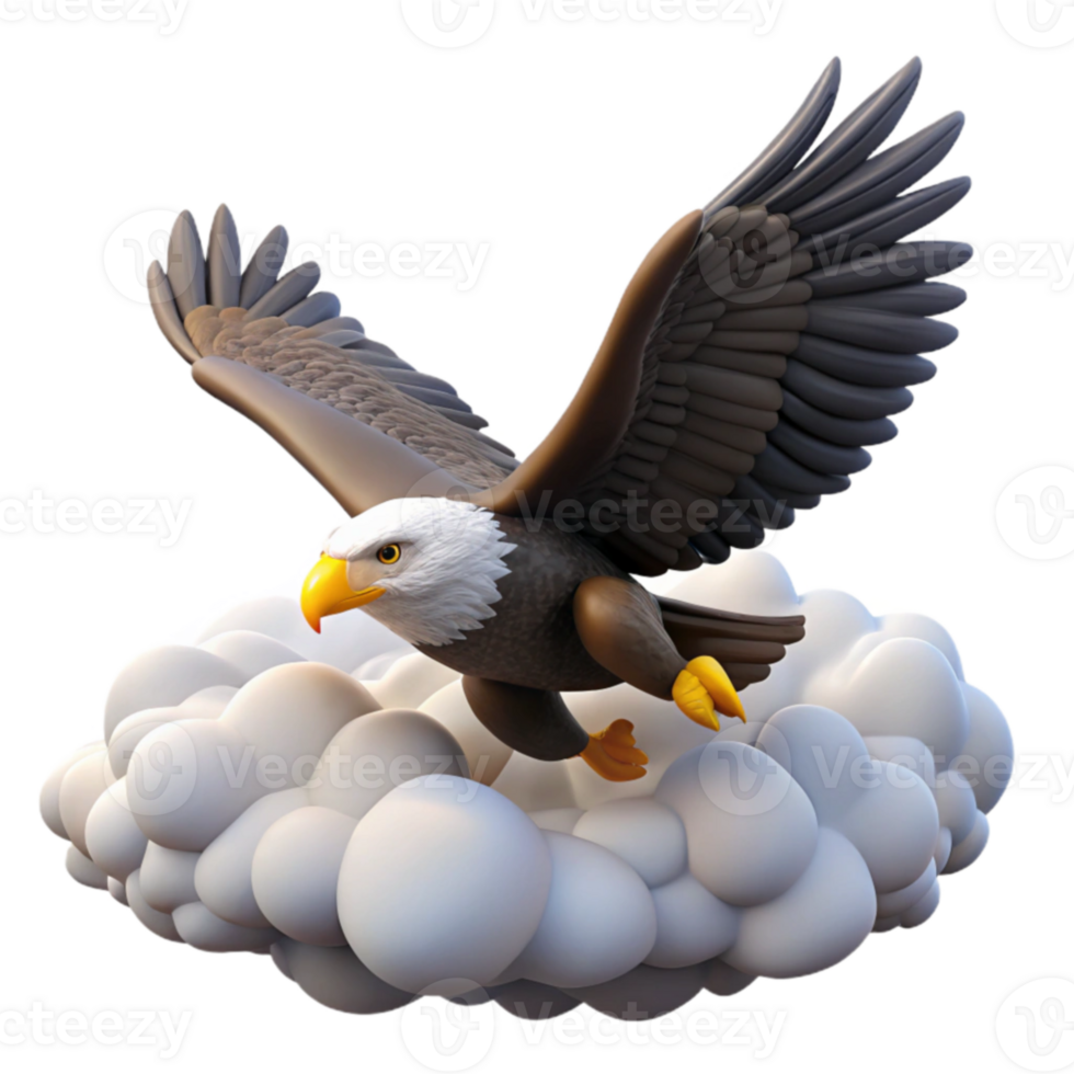 extraordinary classic 3D Eagle Soaring Above Clouds Illustration high resolution png