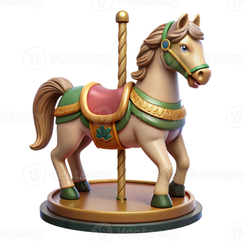 magnificent minimalist Carousel Horse 3D Render genuine png