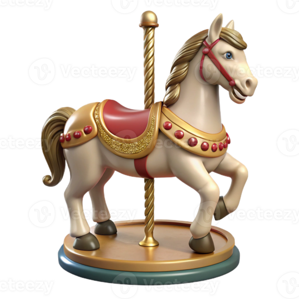 extraordinary rustic Whimsical Carousel Horse 3D Render premium png