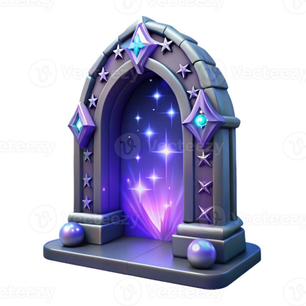 serene classic 3D Render Starry Portal Archway authentic png