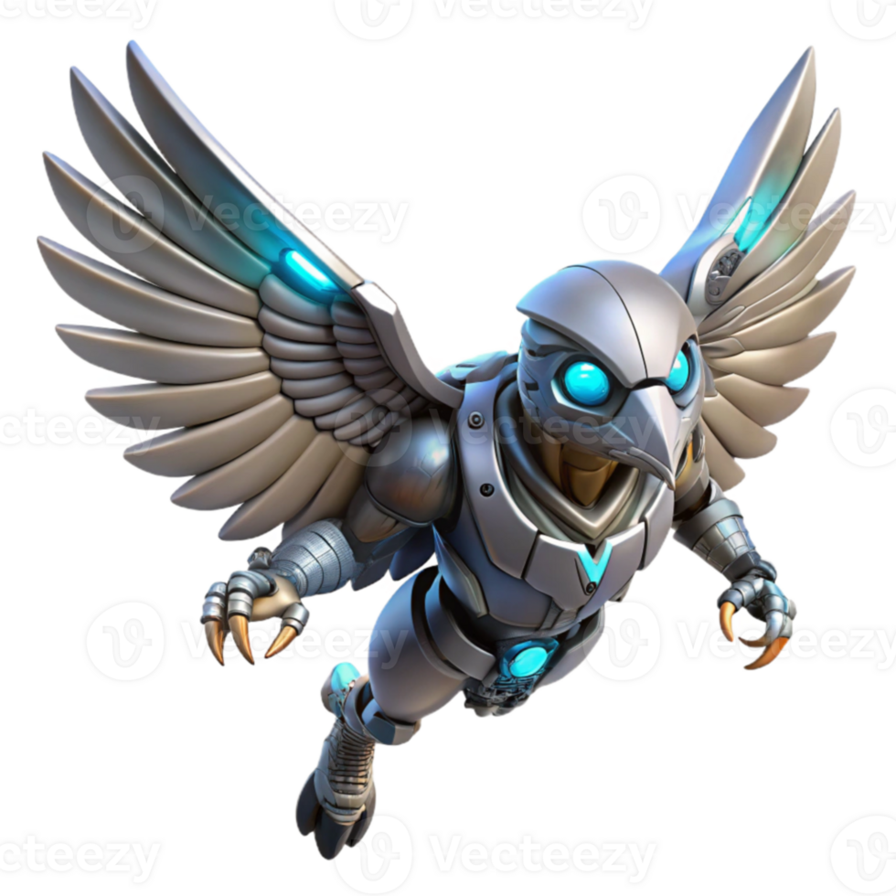 magnificent minimalist Robotic Bird 3D Render 4K png