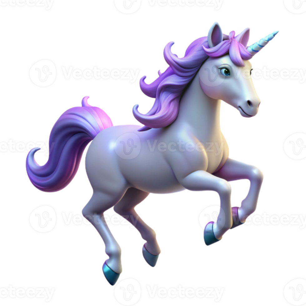beautiful traditional Leaping Unicorn 3D Render detailed png