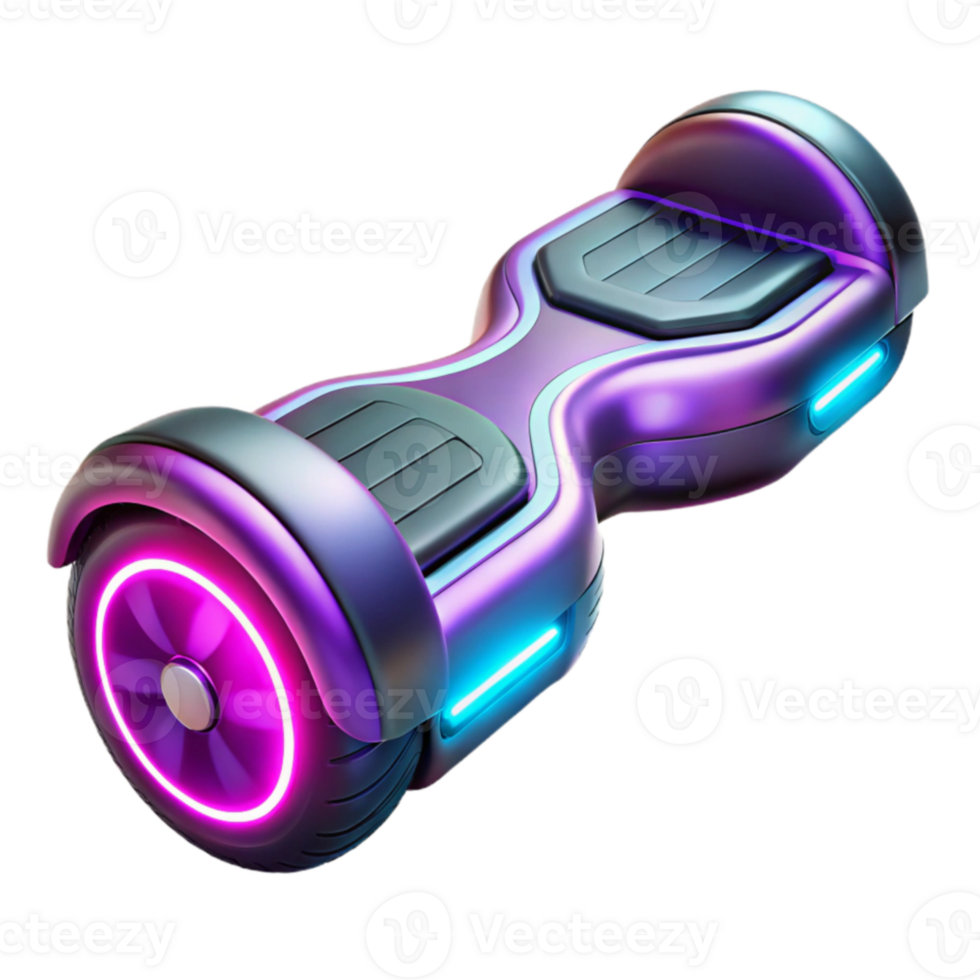 dramatic classic Neon Hoverboard 3D Render exclusive png