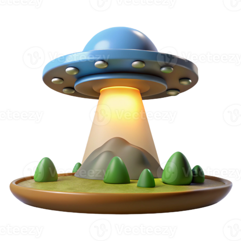 wonderful abstract Cartoon UFO 3D Render genuine png