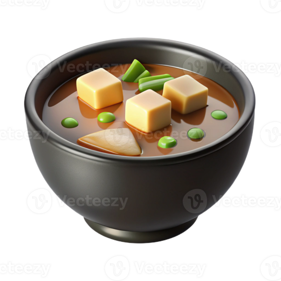 magnificent classic 3D Render of Delicious Miso Soup premium png