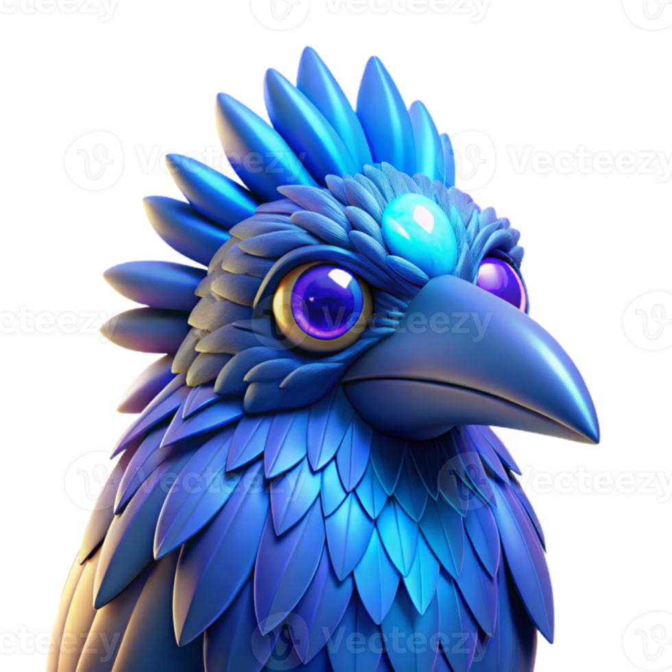 wonderful minimalist 3D Render Blue Bird Illustration original png