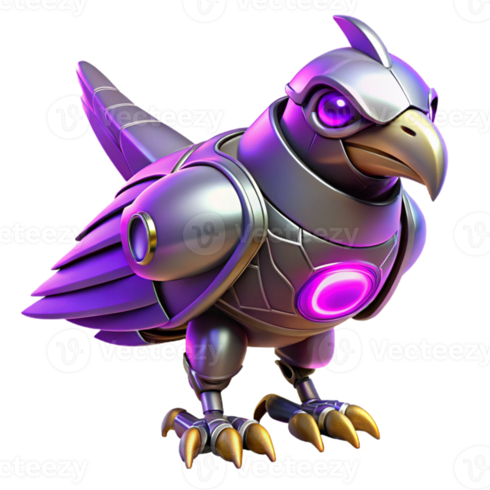 vibrant rustic Robotic Bird 3D Render premium png