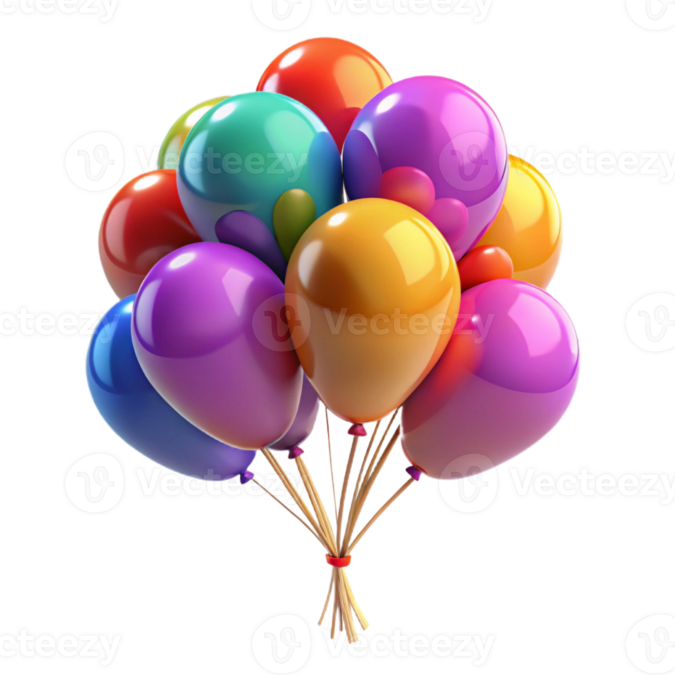 magnificent abstract Colorful 3D Balloon Bunch Illustration original png