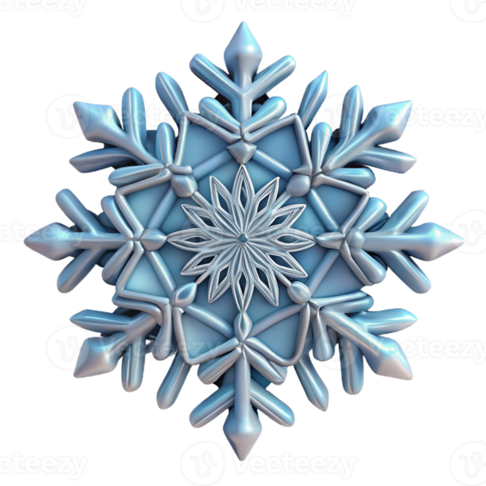 vibrant traditional 3D Render of Intricate Snowflake high resolution png