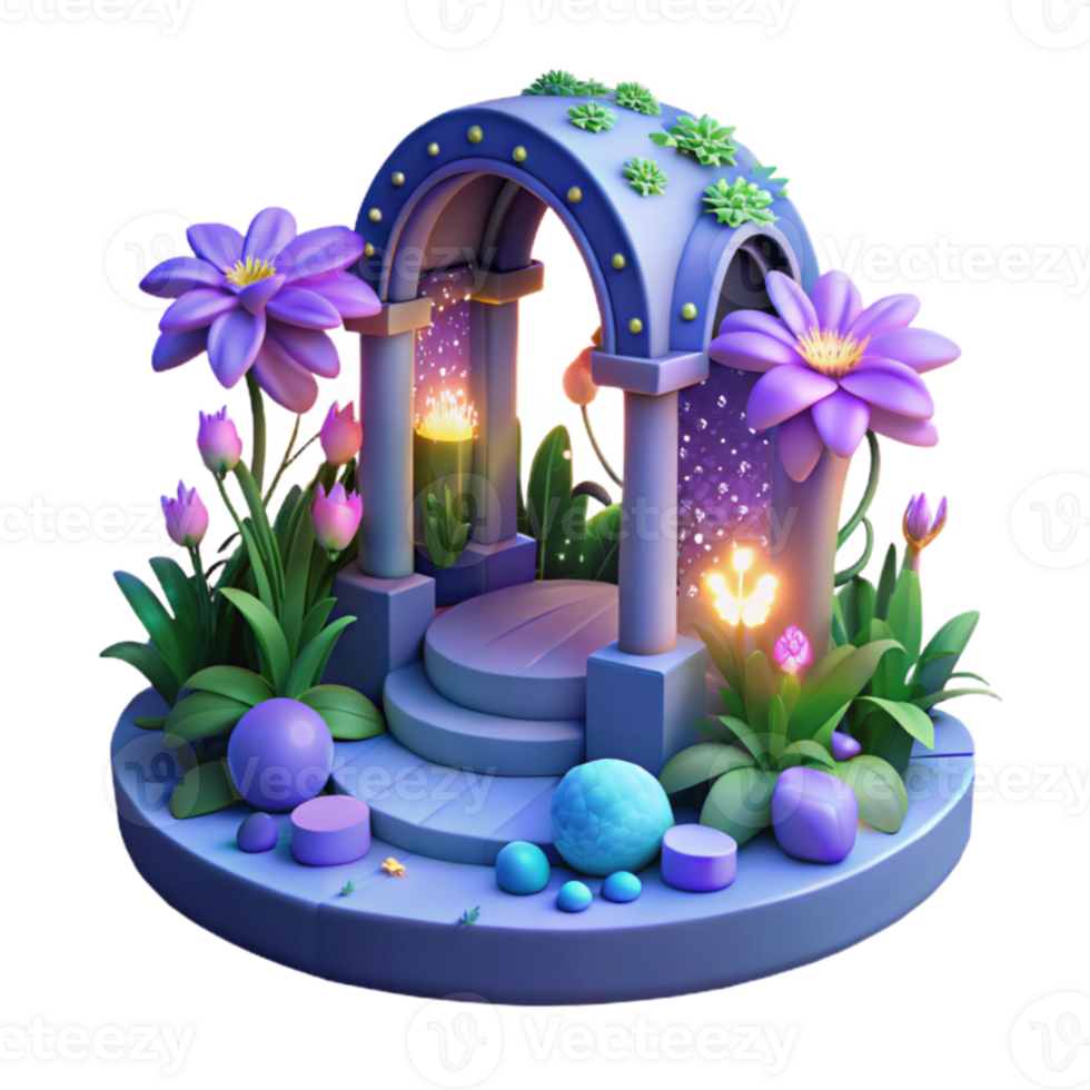 impressive contemporary Enchanted Garden Arch 3D Illustration 4K png