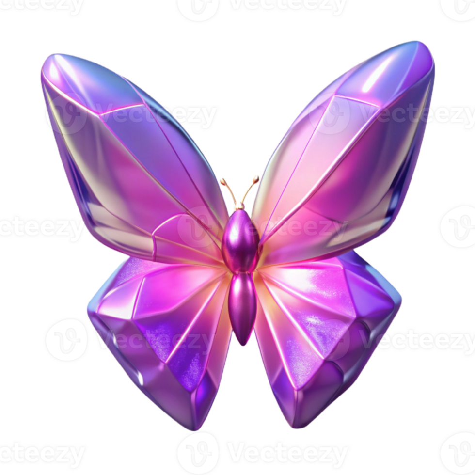 magnificent vintage Iridescent Crystal Butterfly 3D Render detailed png