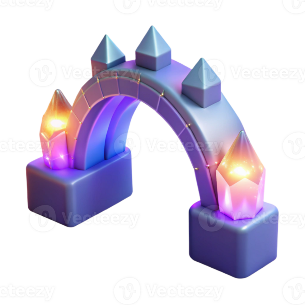 vibrant modern Magical Crystal Arch 3D Render high quality png