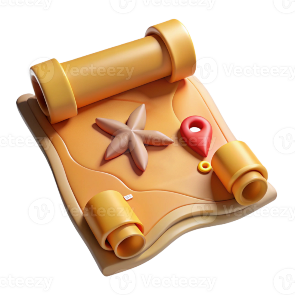 beautiful modern 3D Render of a Treasure Map Illustration 4K png