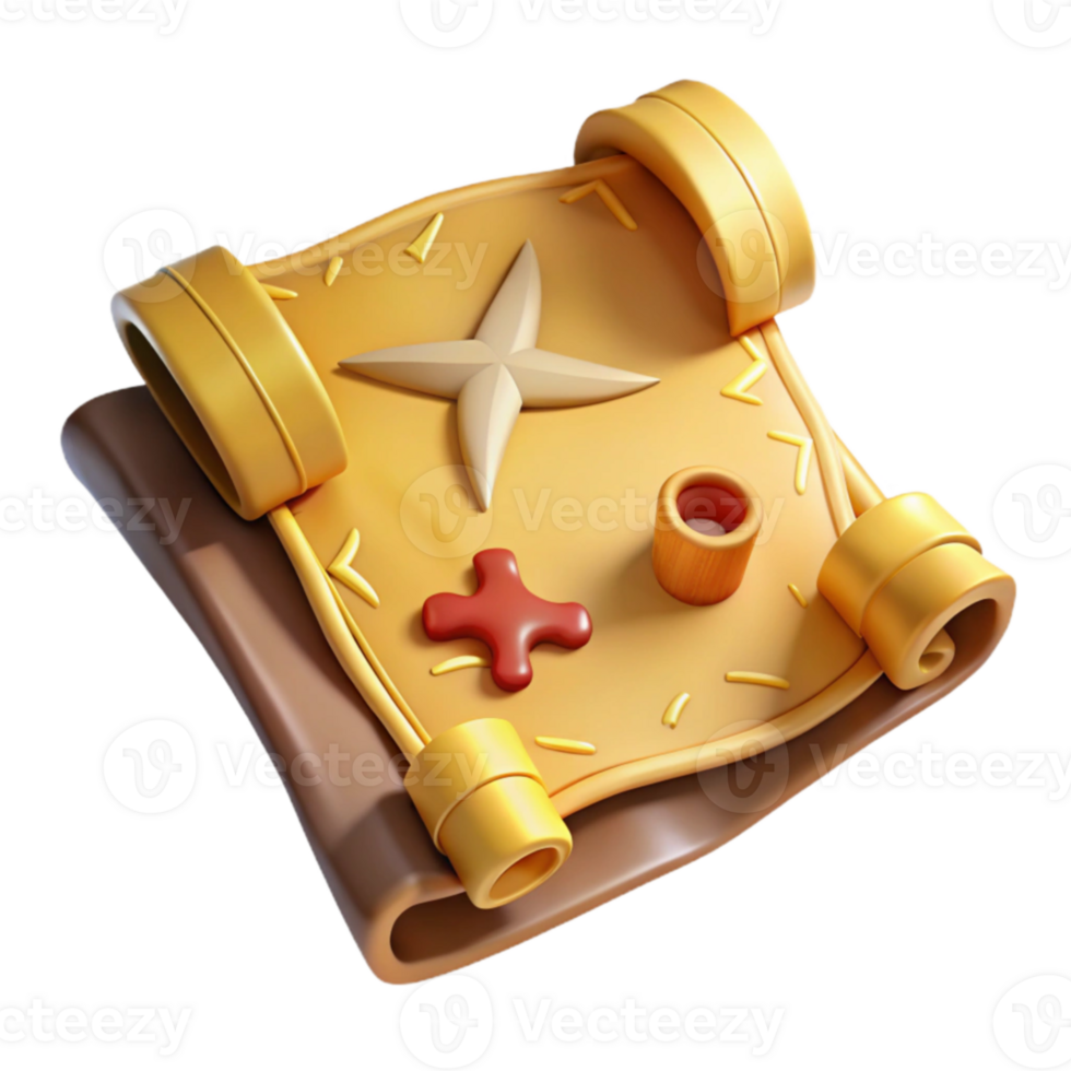 impressive modern 3D Render Golden Scroll Cartoon exclusive png