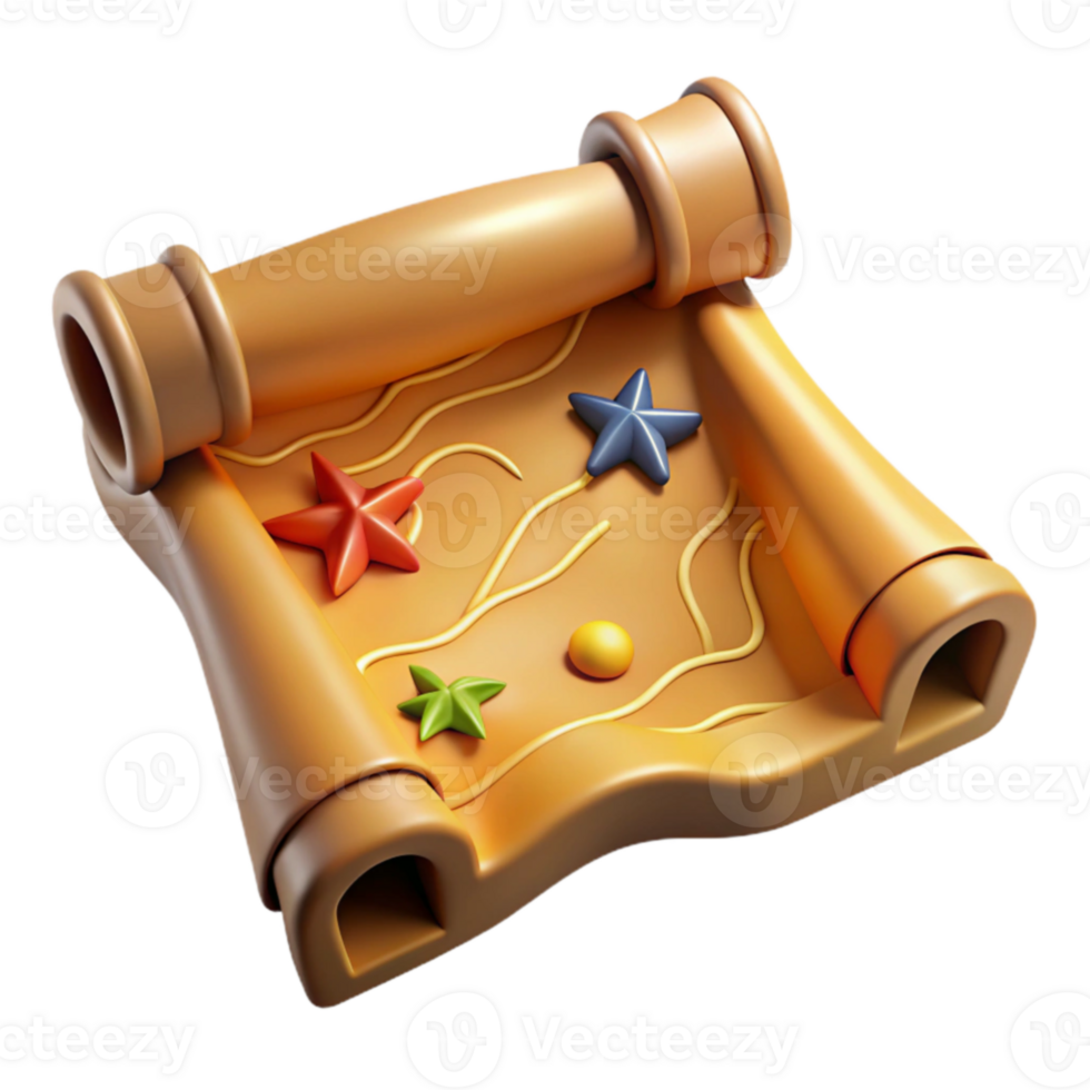 elegant modern 3D Render Cartoon Treasure Map Illustration genuine png