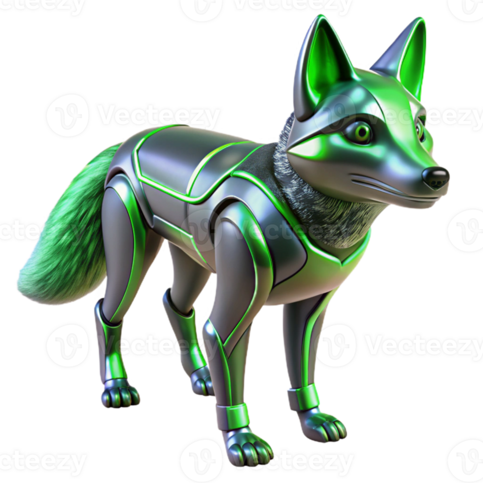 magnificent abstract Cybernetic Fox 3D Render authentic png