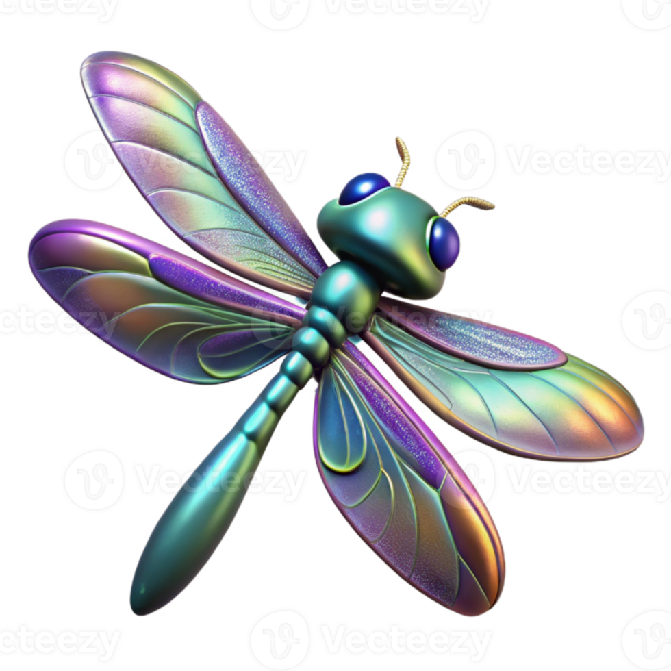 stunning classic Iridescent Dragonfly 3D Render exclusive png