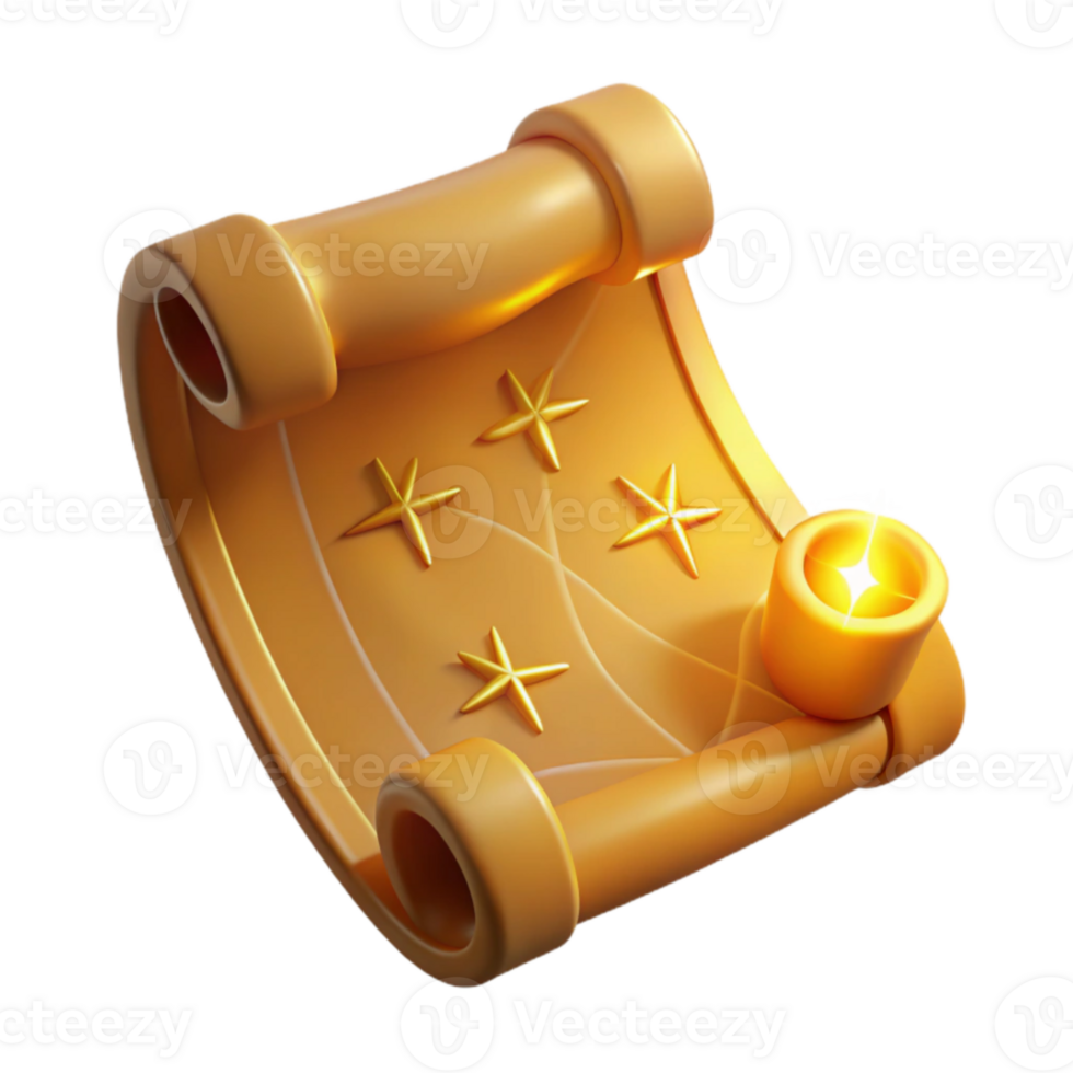 extraordinary artistic Golden Scroll 3D Render original png