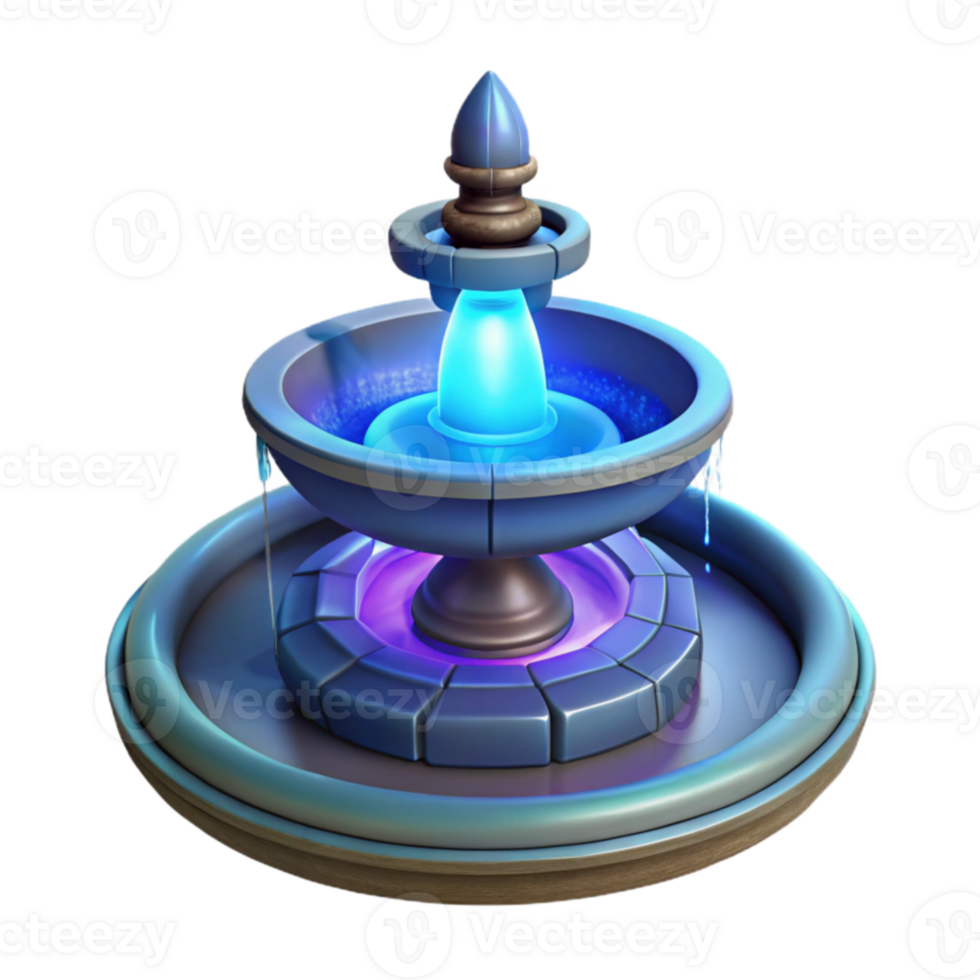 serene traditional Glowing 3D Fountain Illustration genuine png
