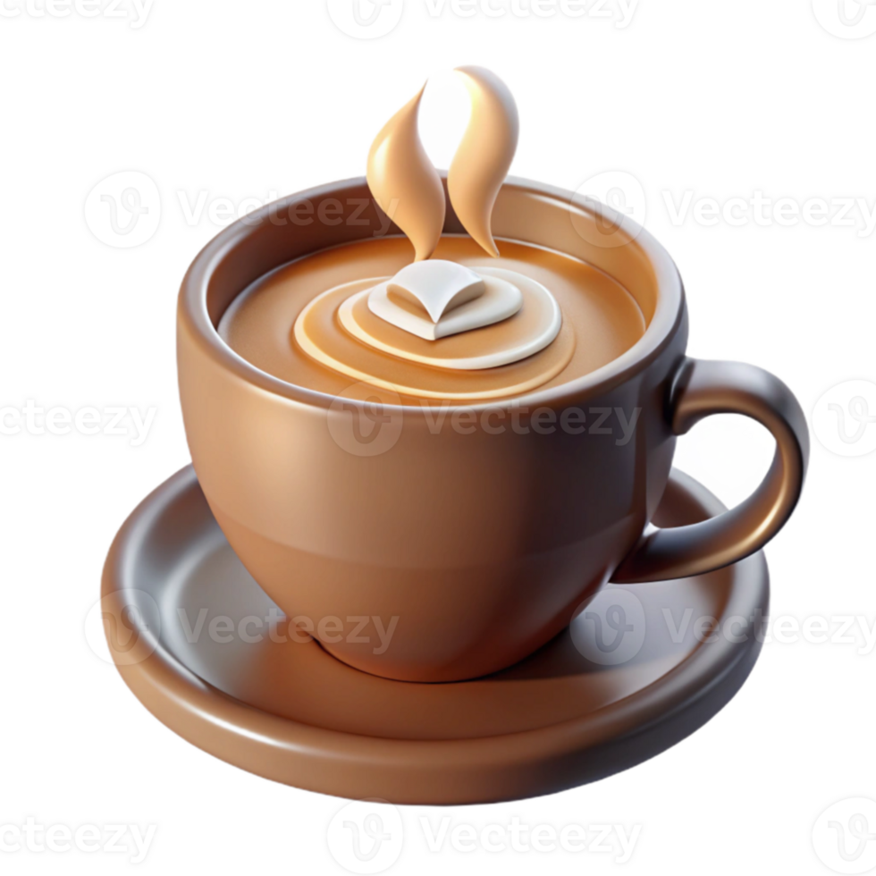 impressive creative 3D Render of Coffee Cup Illustration high resolution png