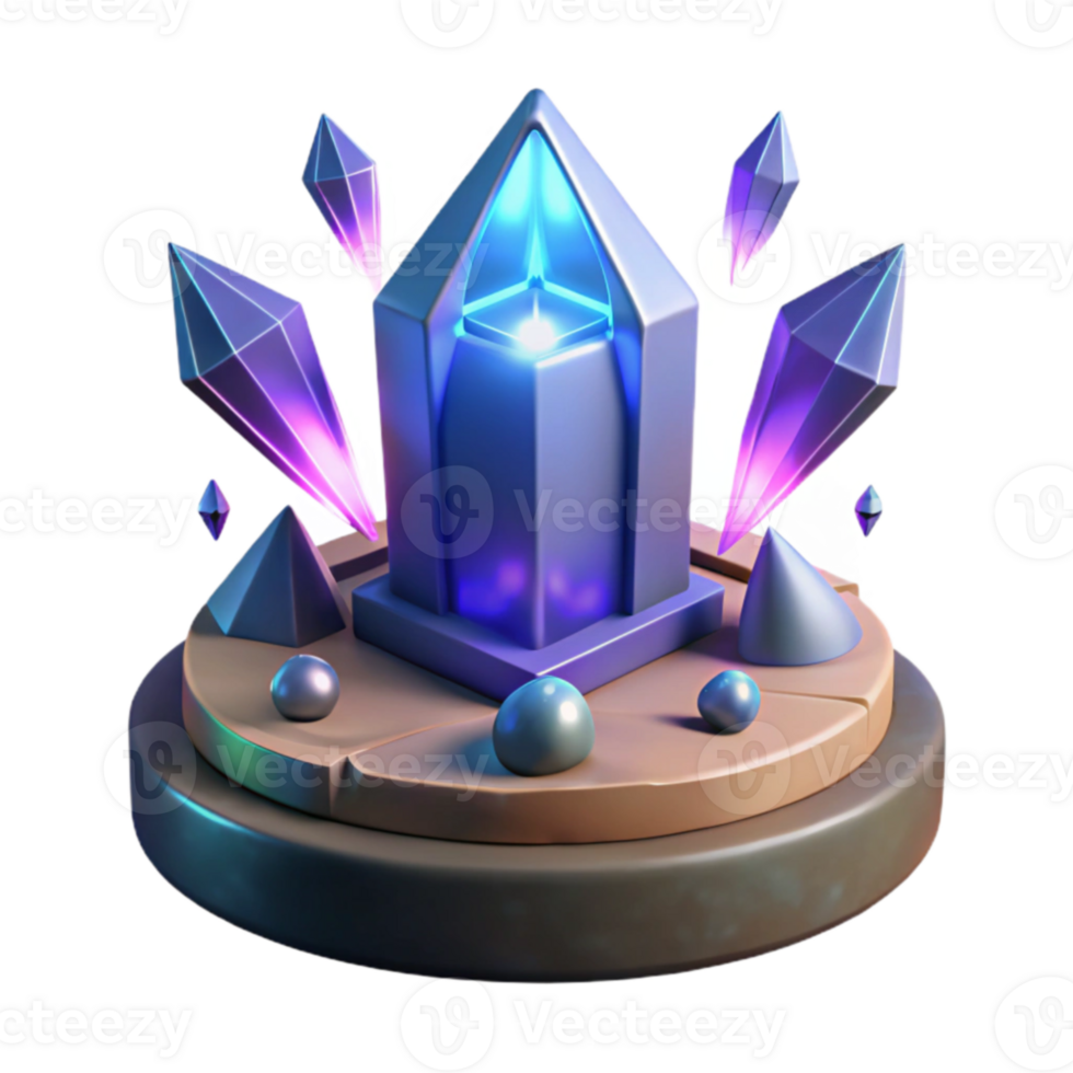elegant artistic Glowing Crystal 3D Render authentic png