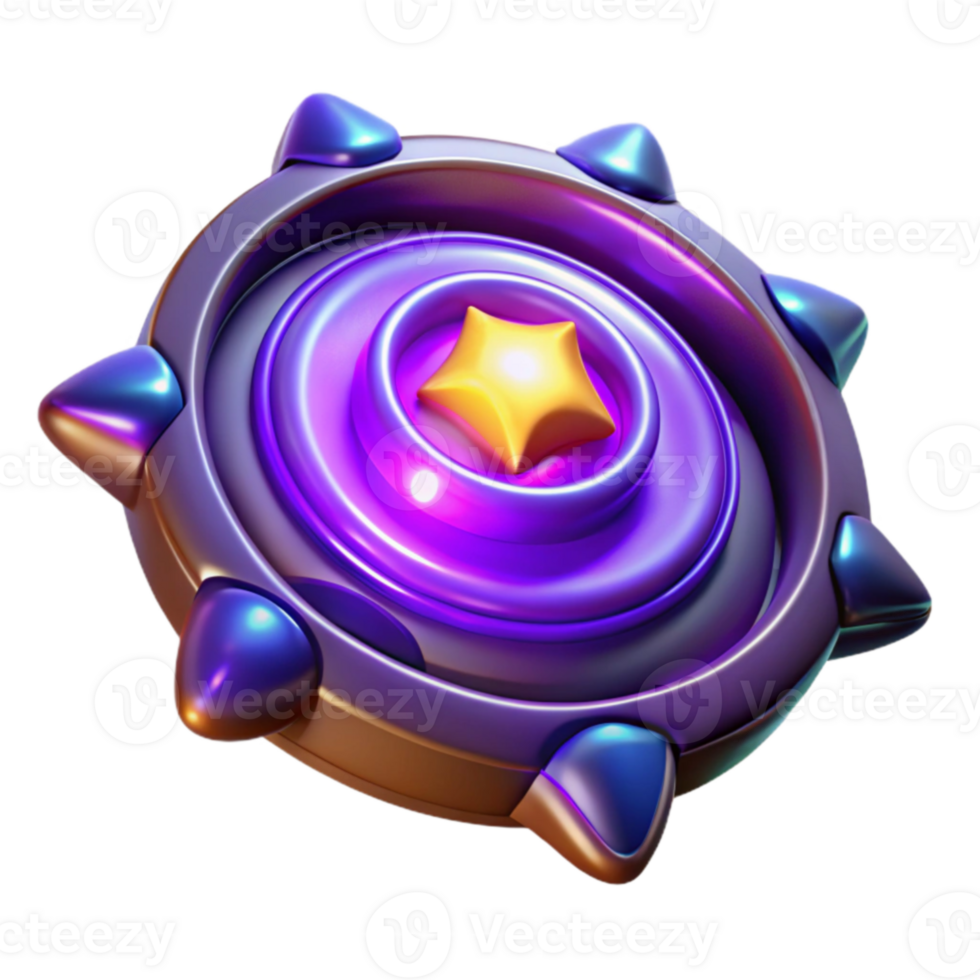 extraordinary vintage 3D Render Purple Spiked Star Emblem high quality png