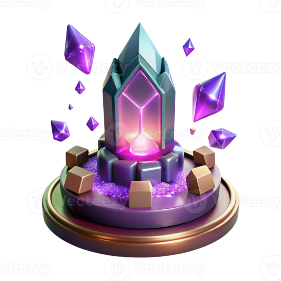 magnificent creative Glowing Crystal Spire 3D Render high resolution png
