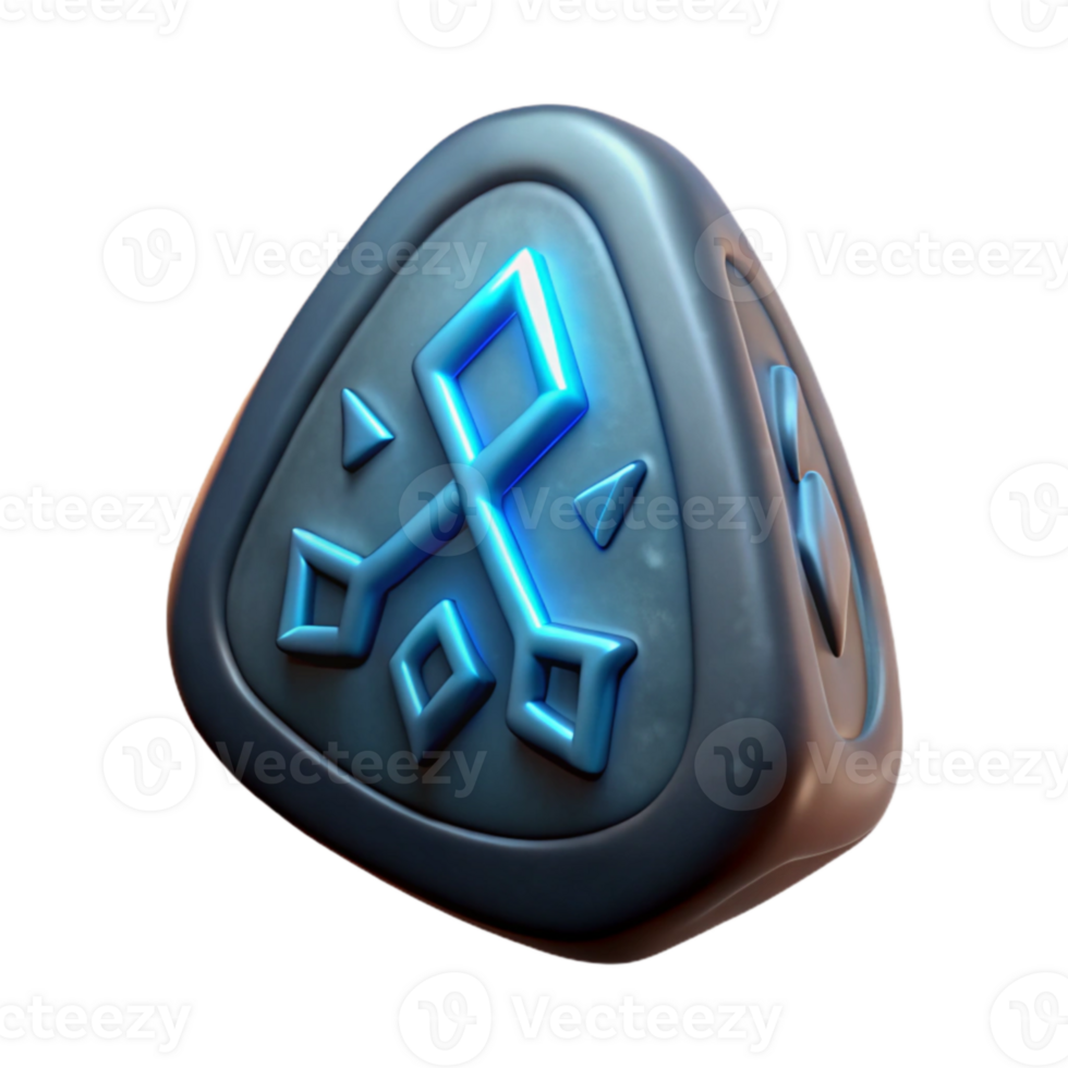 impressive contemporary 3D Render Glowing Rune Stone detailed png
