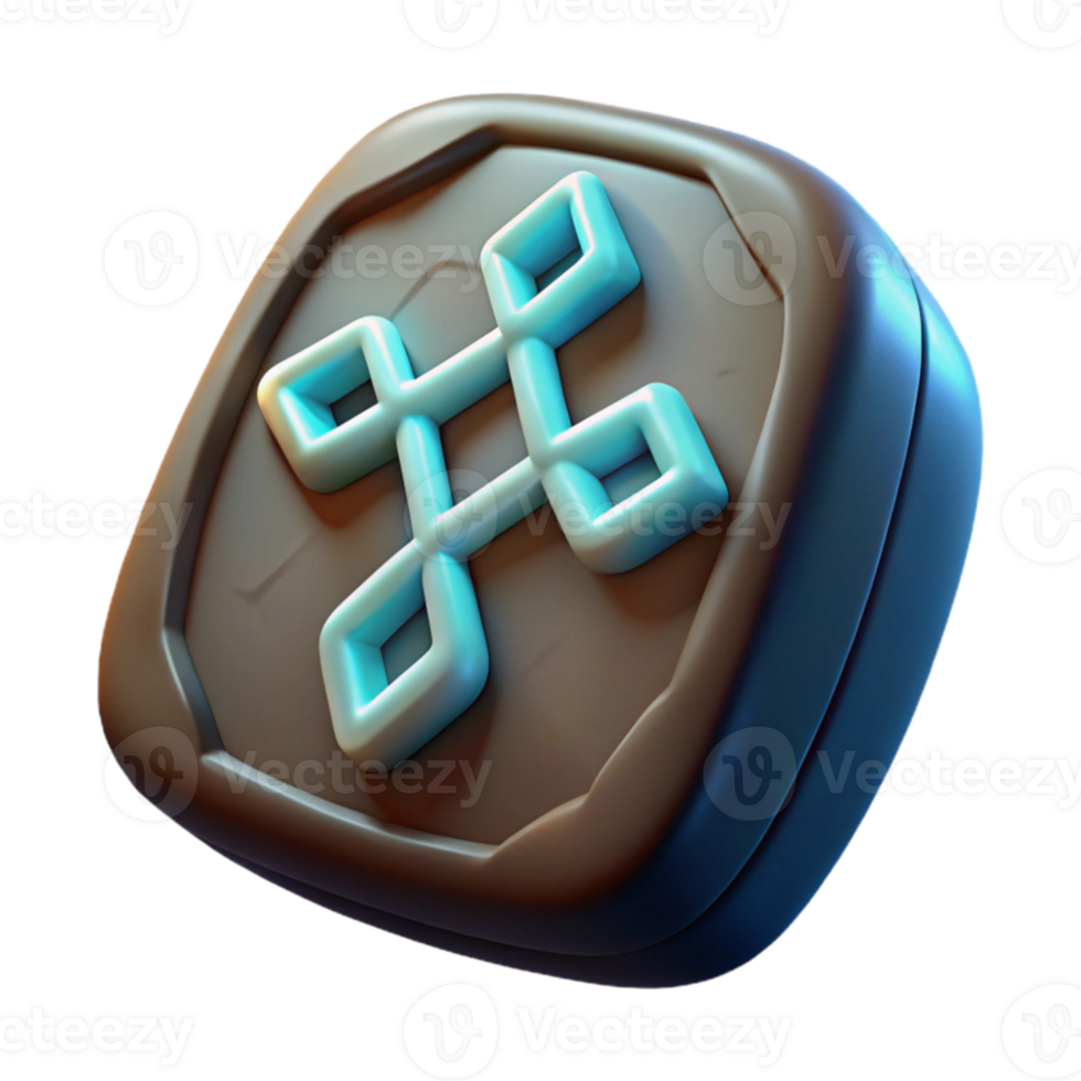 beautiful minimalist 3D Render of a Brown Stone Tablet with a Blue Knot Design genuine png