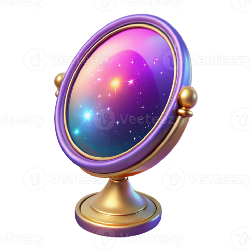 stunning vintage Cosmic Mirror 3D Render professional png